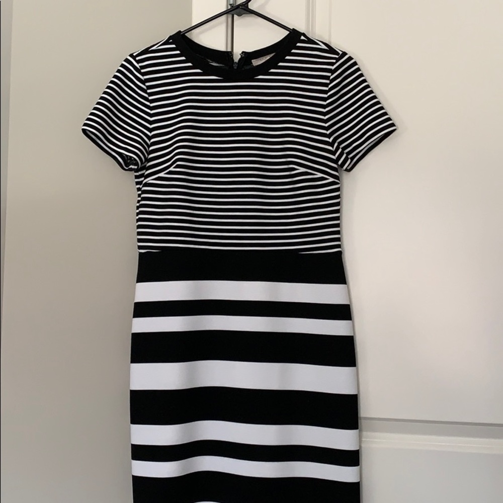 Black and white striped dress